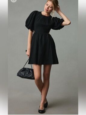 Anthropologie Moon Black River Open Back Mini Dress,XS